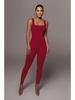 Women's Solid Color Ribbed Sleeveless Bodysuit: Square Neck, Backless, Hip-Lifting Slim-Fit Jumpsuit