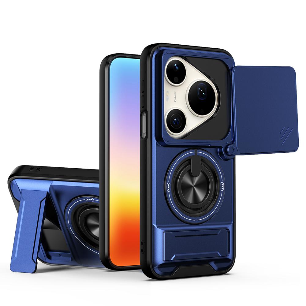 KEYSION Magnetic Phone Case for Huawei Pura 90s Pro Max Slide Camera Protection Upright Kickstand 360°Ring Shockproof Back Cover