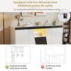 140 x 40 x 65 cm, Living Room Sideboard with 3 Cabinets and 4 Doors, Angled Design + Black-White Color Blocking, Modern Dresser with LED Light Strip