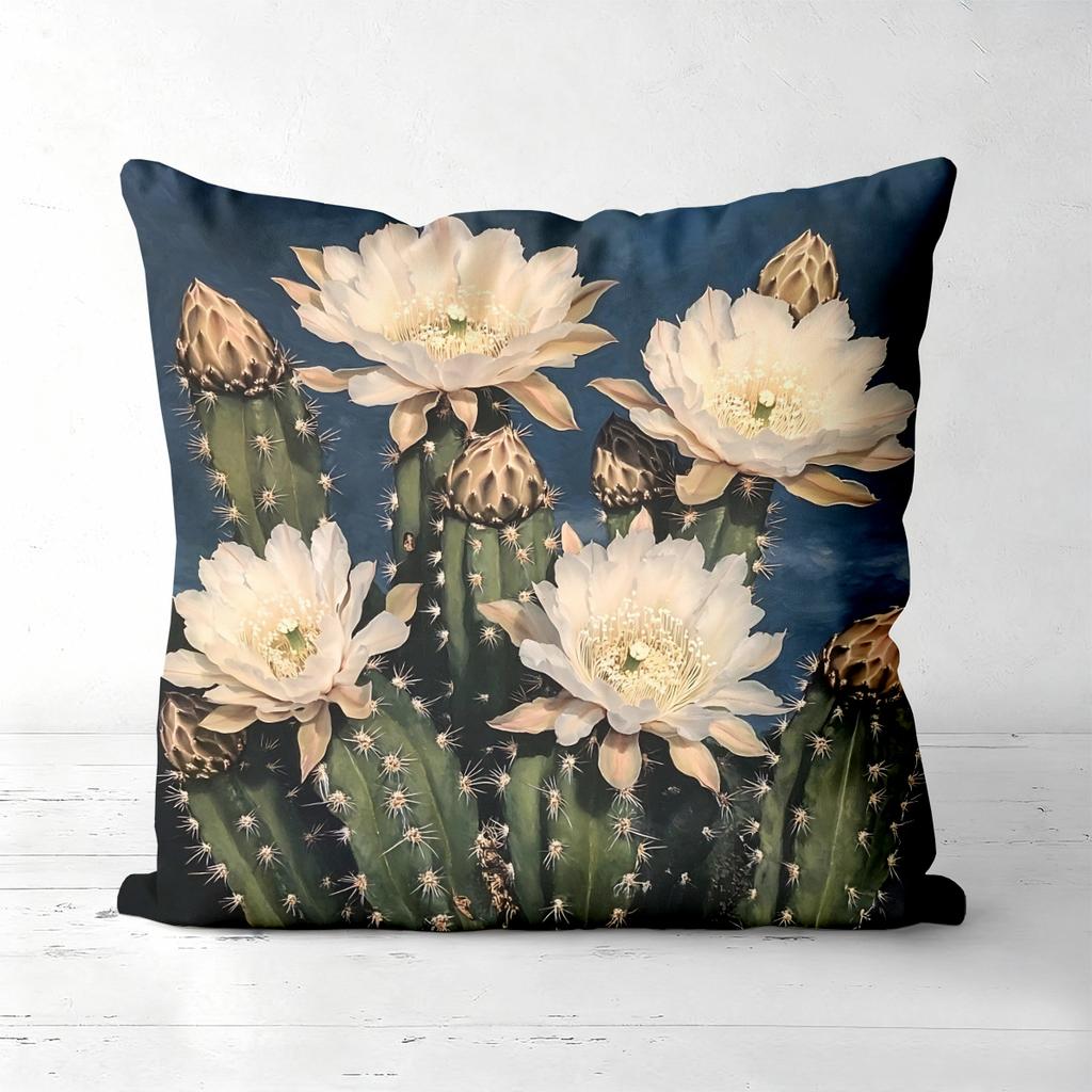 Cactus Flower Printed Throw Pillows for Home Decor Polyester Pillowcase, Sofa Decorative Cushion Cov Headboard Pillow