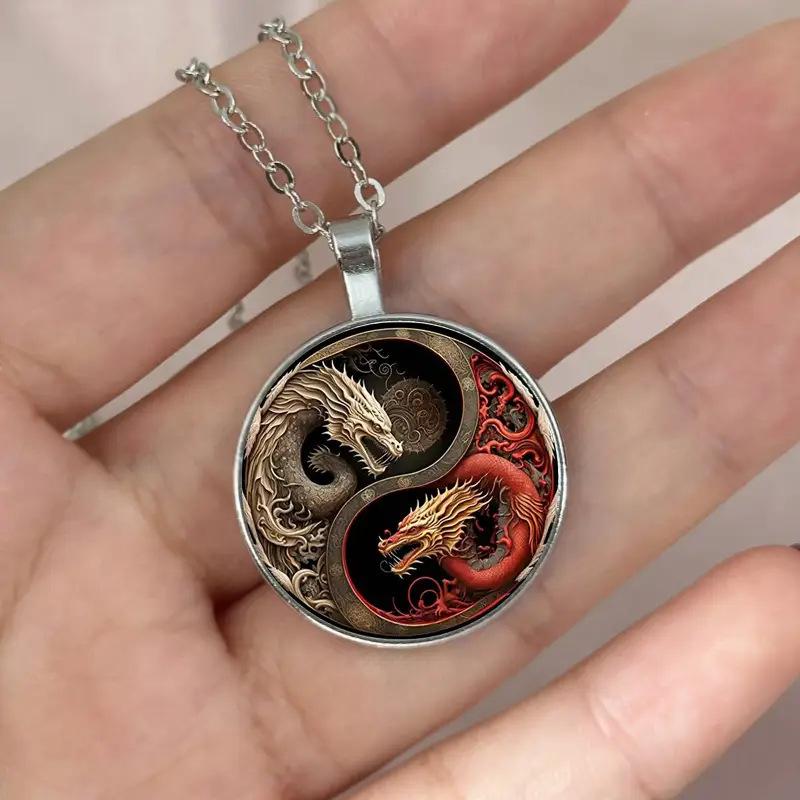 Yin Yang Dragon Keychain Alloy Pendant Black And White Dragon Design Perfect For Bags Backpacks And Unique Gifts