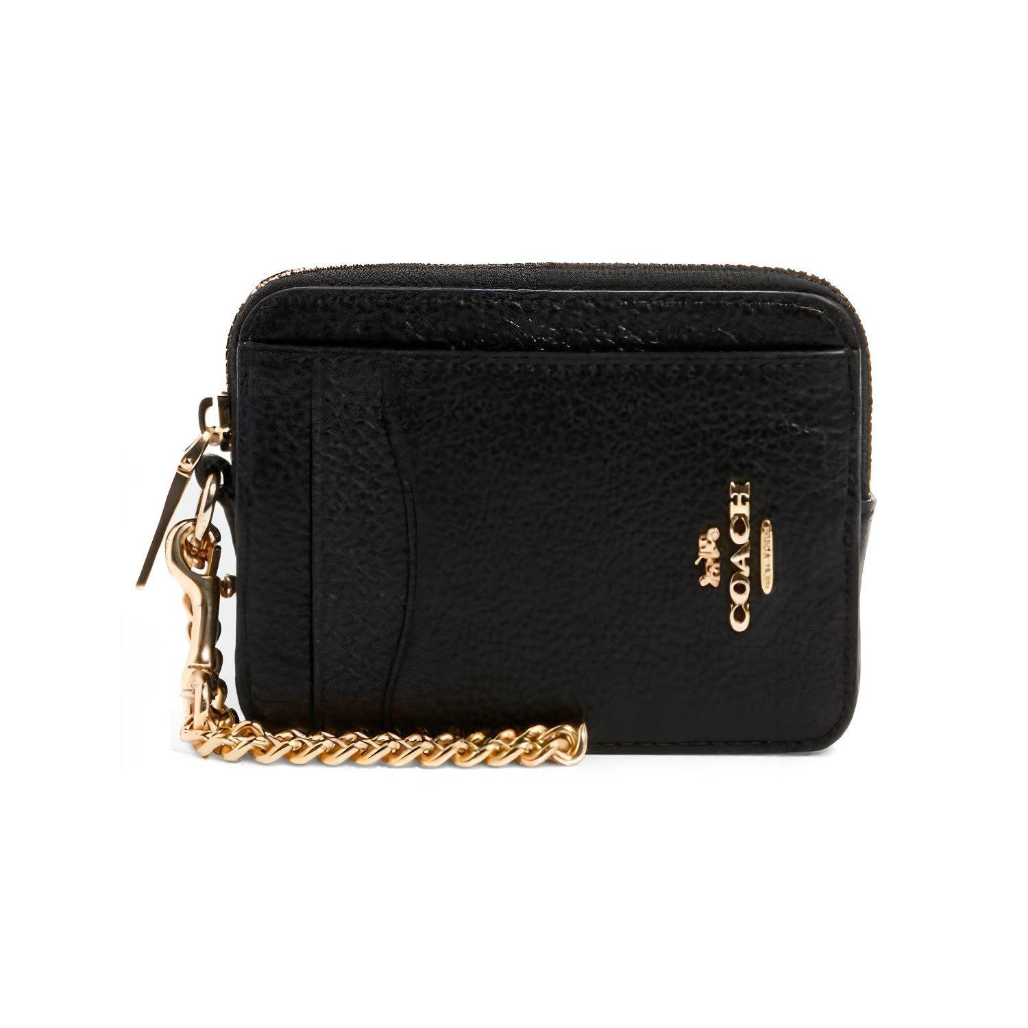 

New COACH Card Case Leather Card Holder, Wallet Coin Purse Women s Black 6303-IMBLK 10.9*2.0*8.1CM