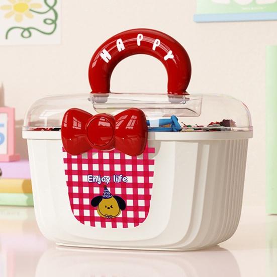 Aufbewahrungsbox für Haaraccessoires Staubdichter Deckel mit Schleifen-Dekor Schichtbehälter für Kinderclips Krawatten