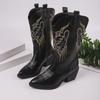 Direct supply of new embroidered Martin boots thick heel medium boots European and American style, knight, western cowboy boots