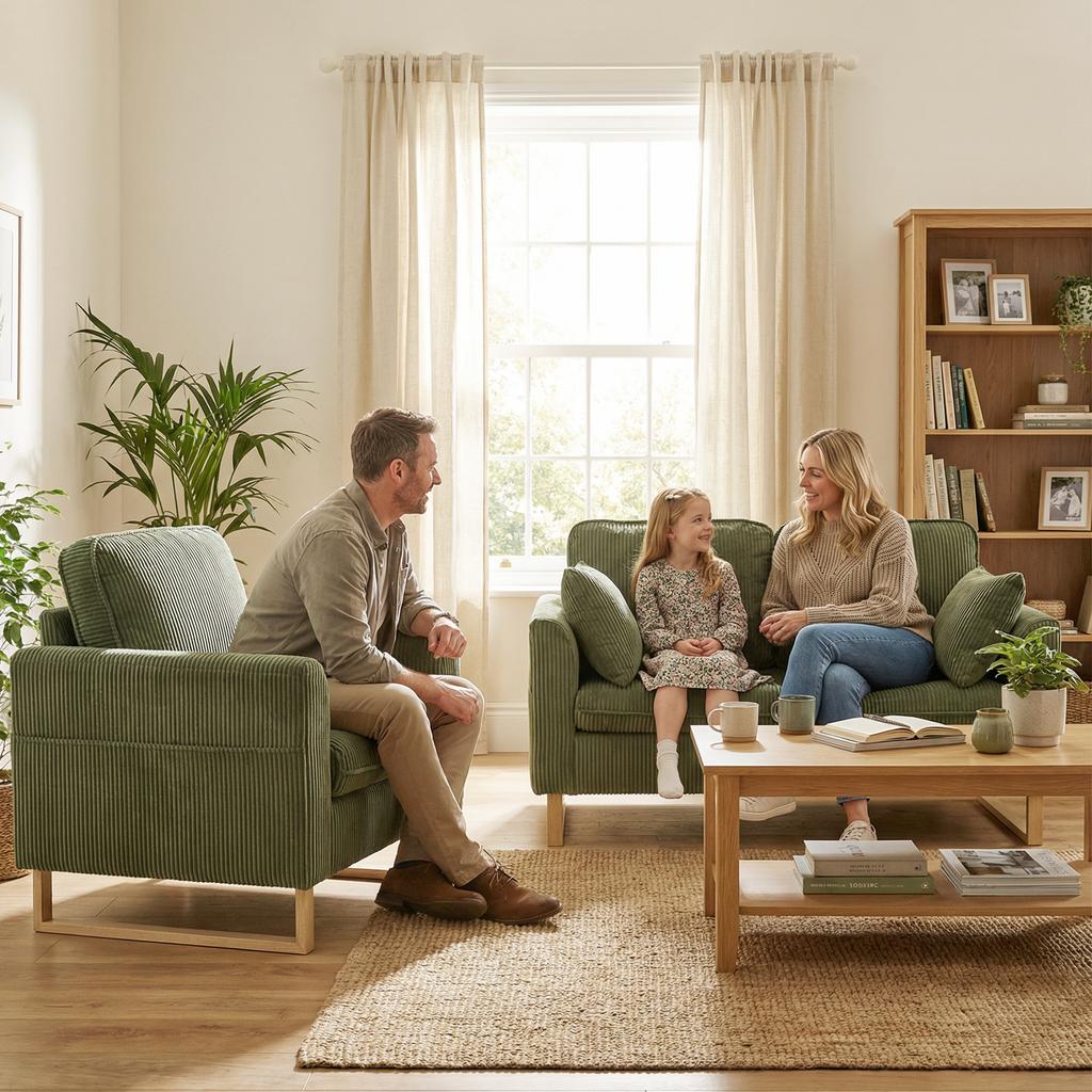 2 Seater Sofa, 140 cm Loveseat Sofa with Spring Cushions, Metal Legs, 2 Pillows, Dark Green