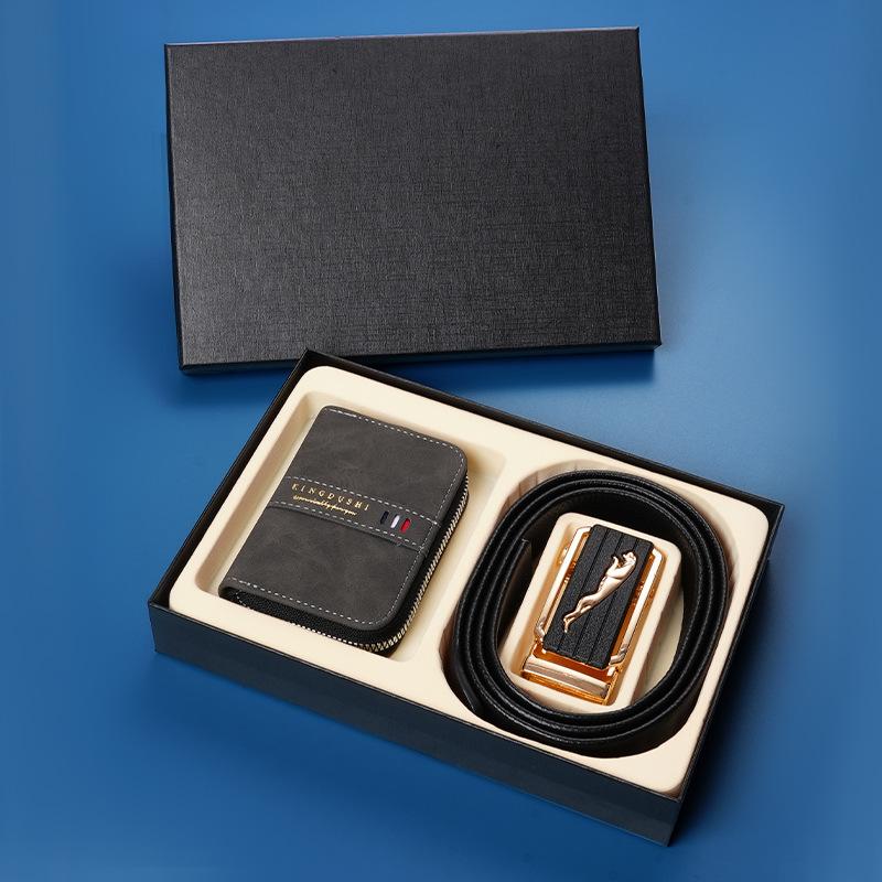 Business Gift Box Men'S Casual Gift Belt Wallet Gift Box Automatic Buckle Belt Wallet Cross-Border Gift Box