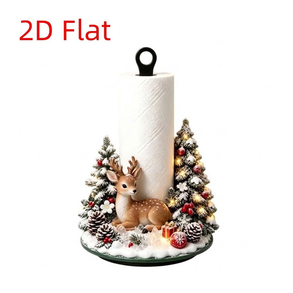 Freestanding Christmas Paper Towel Holder Acrylic Wood Base Kitchen Roll Dispenser Living Room