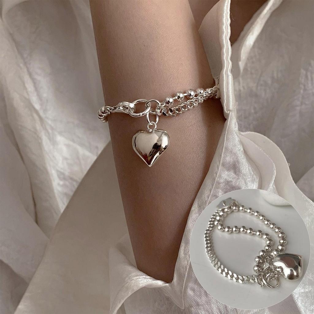 Korean Style S925 Sterling Silver Geometric Cutout Bracelet: Women's Retro Hong Kong Style Bangle