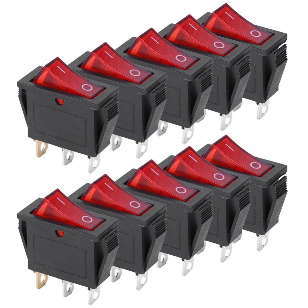 10Pcs 20A 15A 125V 250V Boat Type Rocker Switches 3 Pin 2 Position Rocker on/Off  Test Stands