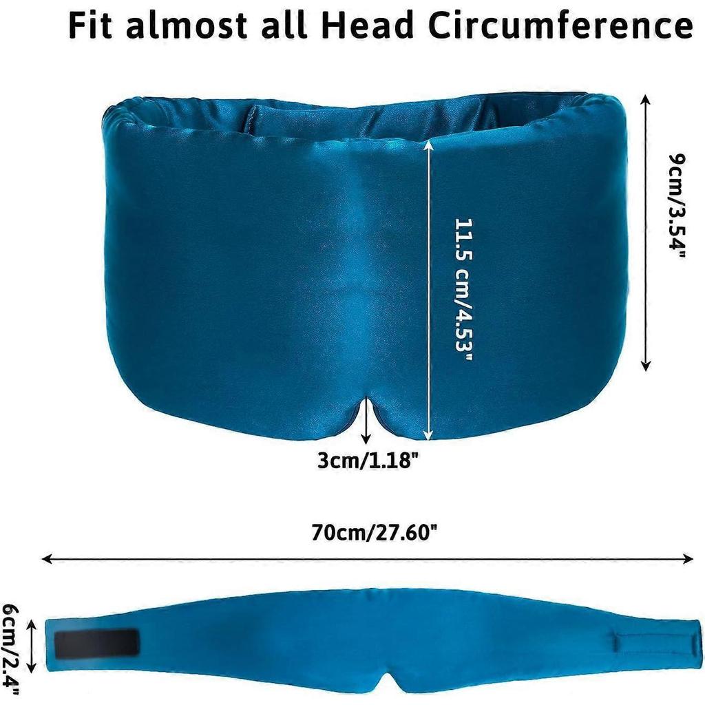 Silk Sleep Mask for Women Men Satin, ATreebag Eye Sleeping Mask & Blindfold with Adjustable Strap, Large Size, 1 PC Navy Blue