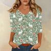 Women's T Shirt Print 3/4 Sleeve Daily Weekend Fashion Basic V- Neck Regular Top