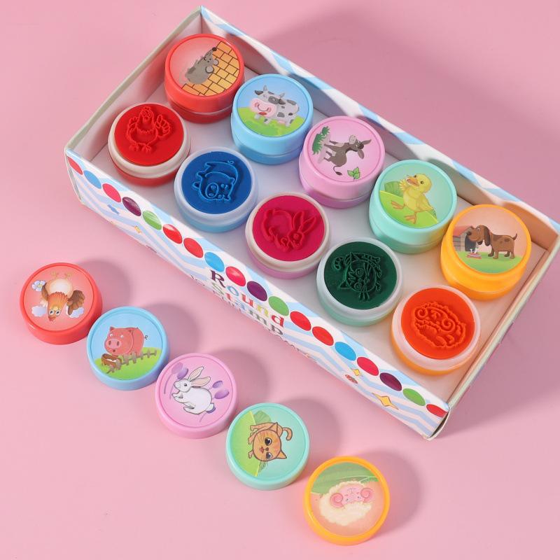 Creative Cartoon Animal Stamp Set for Kids - Fun, Cute Plastic Stamps for Kindergarten Gifts