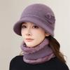 Winter new knitted wool hat women's ear protection warm pullover hat with scarf fashionable versatile cold hat winter