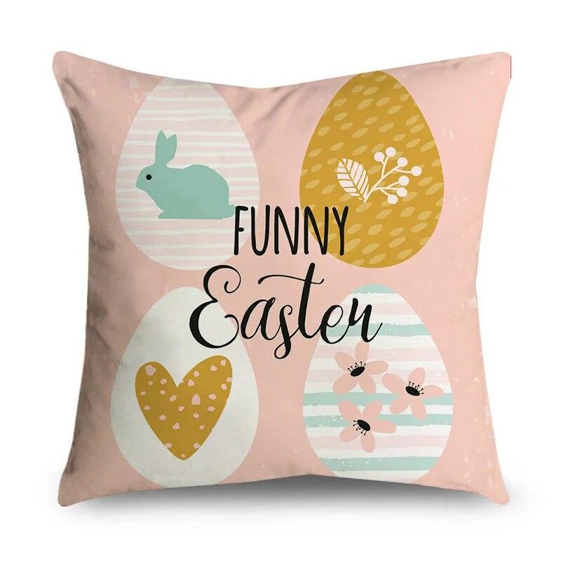 Dekorativer Kissenbezug mit Ostermotiv, fröhlicher Osterhase, Überwurf-Kissenbezug für Wohnzimmer, Sofa, Schlafzimmer, Heimdekoration