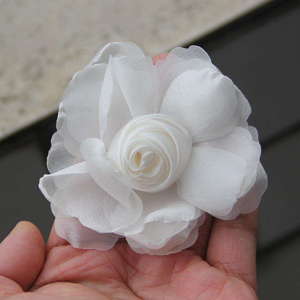 5Pcs 8cm Silk Roses Flower Head DIY Burnt Fabric Hair Flowers Women Hair Accessories