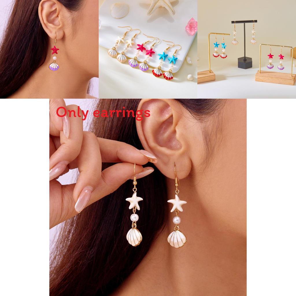 Oceanthemed Shell Ear Studs For Women Summer Fashion Jewelry With Electroplating