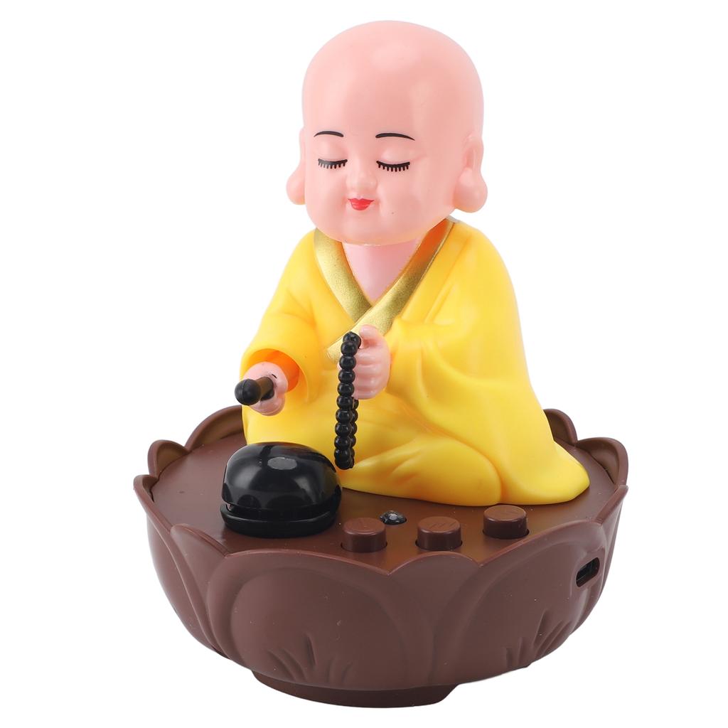 Musical Nodding Monk Figurine Decoration Moving Head Buddha Statue with USB Charging Cable