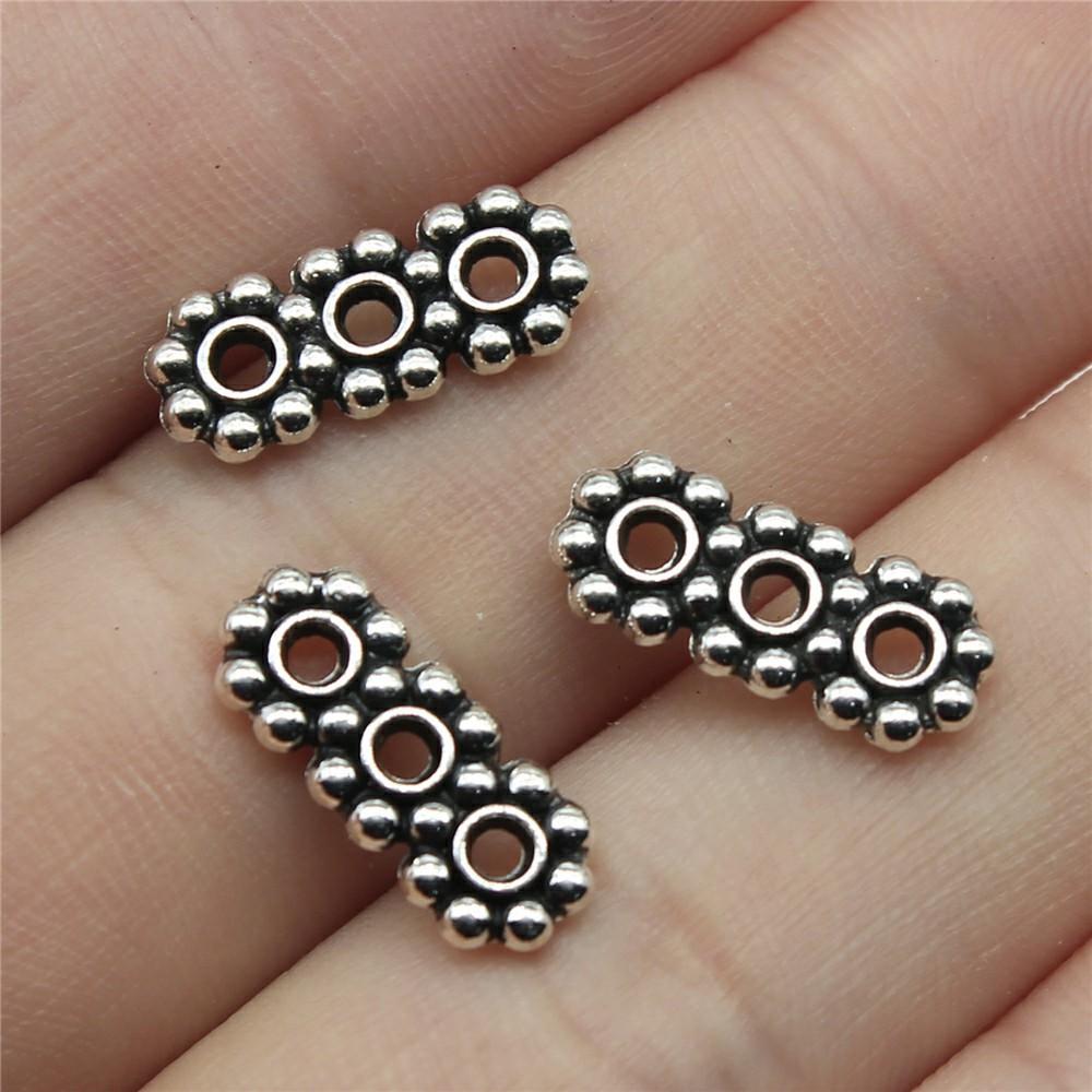 40pcs Antique Silver Color Small Spacer Beads Charm Pendants Jewelry Accessories DIY Small Spacer Beads Charms