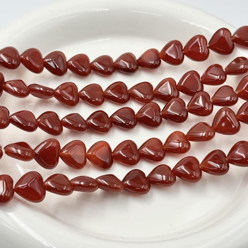 12mm Red Agate Carnelian Heart-Shaped Loose Beads for DIY Bracelets and Accessories