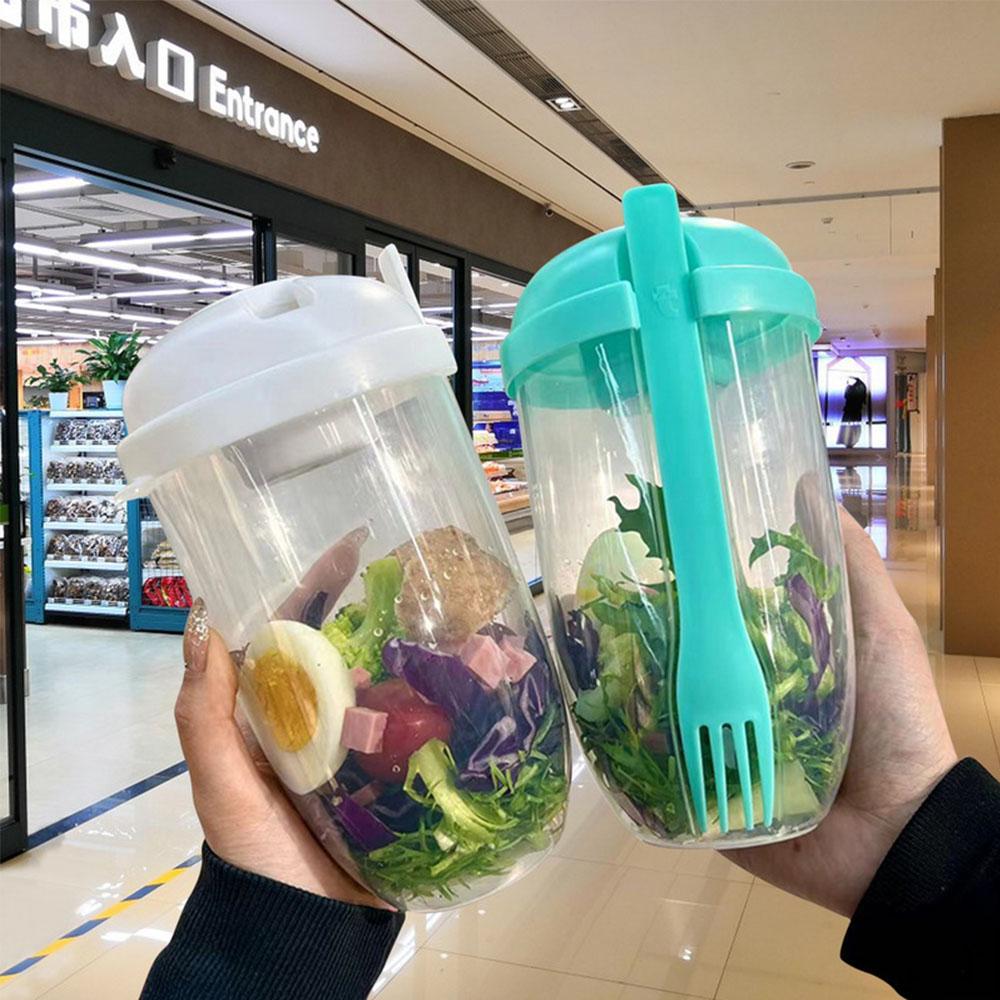 Bottle Salad Container Bottle-Shaped Bento Salad Bowl For Lunch Carry To Go Salad Box With Fork And Sauce Cup Kitchen Accessorie