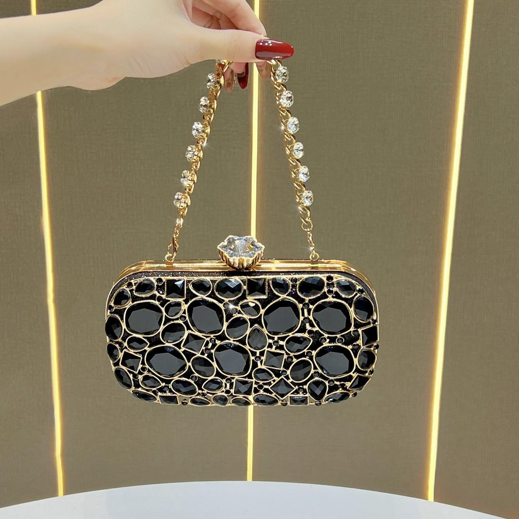 Evening Party Handbag, Slim Luxury Chain Bag, Evening Party Dress Bag, Diamond-encrusted Evening Bag