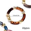 New Acrylic Irregular Geometric Beads Elastic Bracelet Bangle for Women Man Statement Stack Resin Bamboo Tube Wrist Jewelry Gift