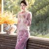 Fleece winter clothing national style new Chinese long-sleeved improved cheongsam winter thick vest two-piece women's New Year's clothing