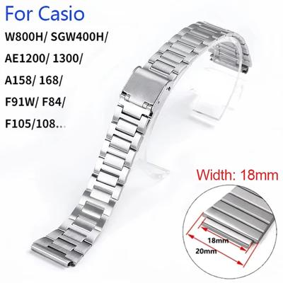 18mm Stainless Steel Watch Bracelet for Casio F105 F-91W A158W F108 A168 AE1300 AE1200 Metal Watchband Replacement Wrist Straps