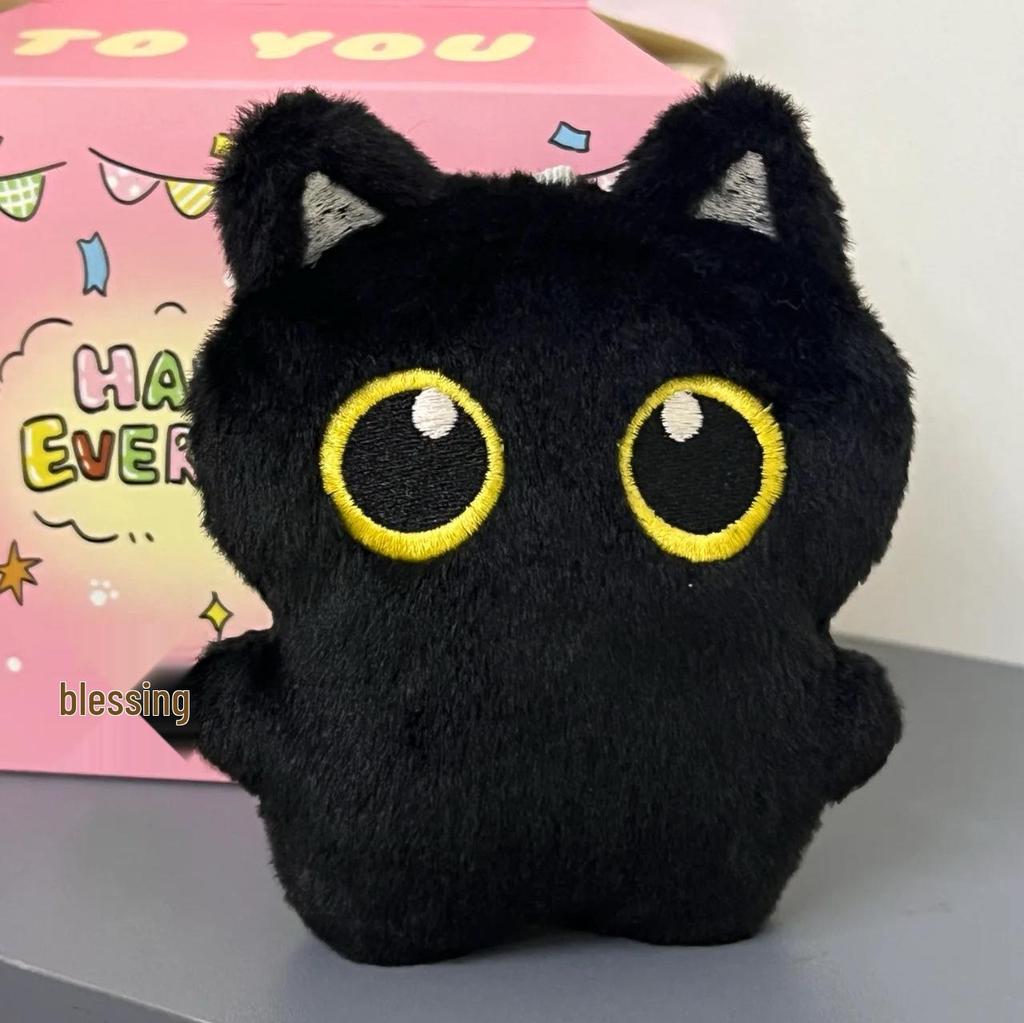Cartoon Black Cat Plush Toy & Squeaky Bag Charm - Cute Kitten Ornament Gift