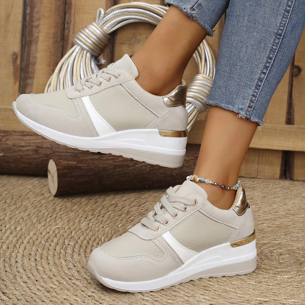 Fashion Women's Fashion Chunky Sneakers Lace Up Platform Casual Sports Shoes Woman Lightweight Non Slip Wedges Walking Shoes Plus Size