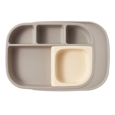 Conjunto de Prato Modular de Silicone para Bebê Wormly, Prato + Tigela + Tampa de Prato, Creme, Itens Populares de Puericultura Coreana