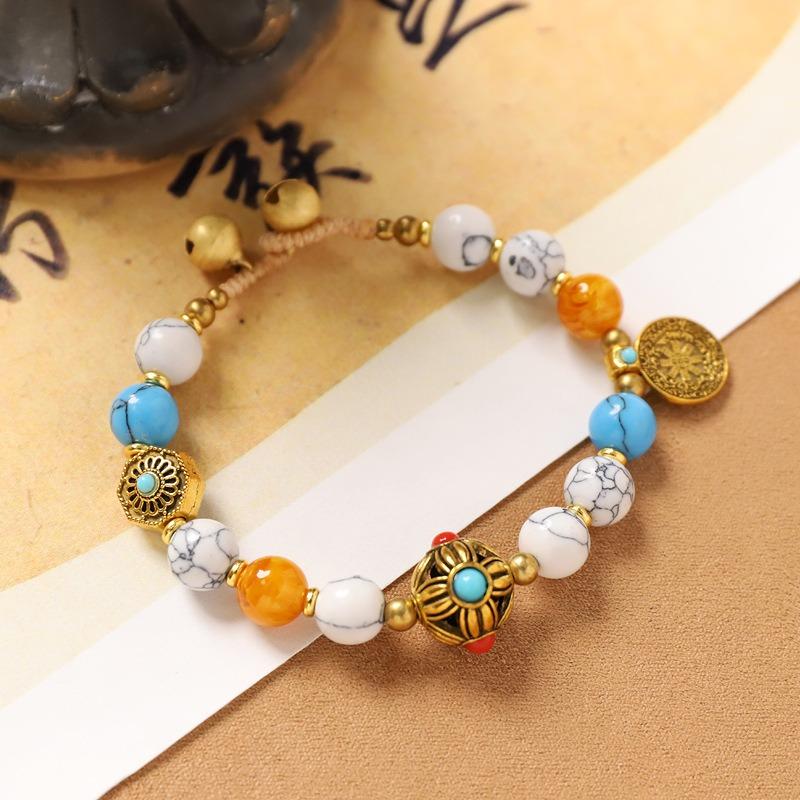 

Винтажный браслет нишевый дизайн тибетский экзотический стиль мужской ручной шнурок натуральный камень плетеный браслет женский