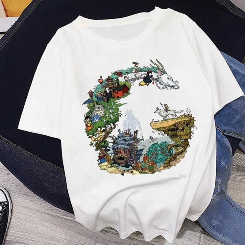 Japan Anime Studio Ghibli Graphic Print Tshirt Casual Unisex Summer Harajuku Unisex T-Shirt