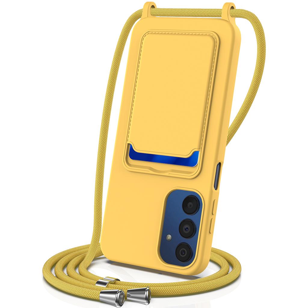 For Samsung Galaxy A15 4G/A15 5G Case Liquid Silicone Shockproof Phone Cover with Lanyard and Card Slot