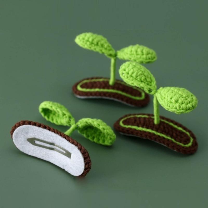 Creative Hair Clips Crochet Bean Seedlings Hairwear Accessory for Little Kids