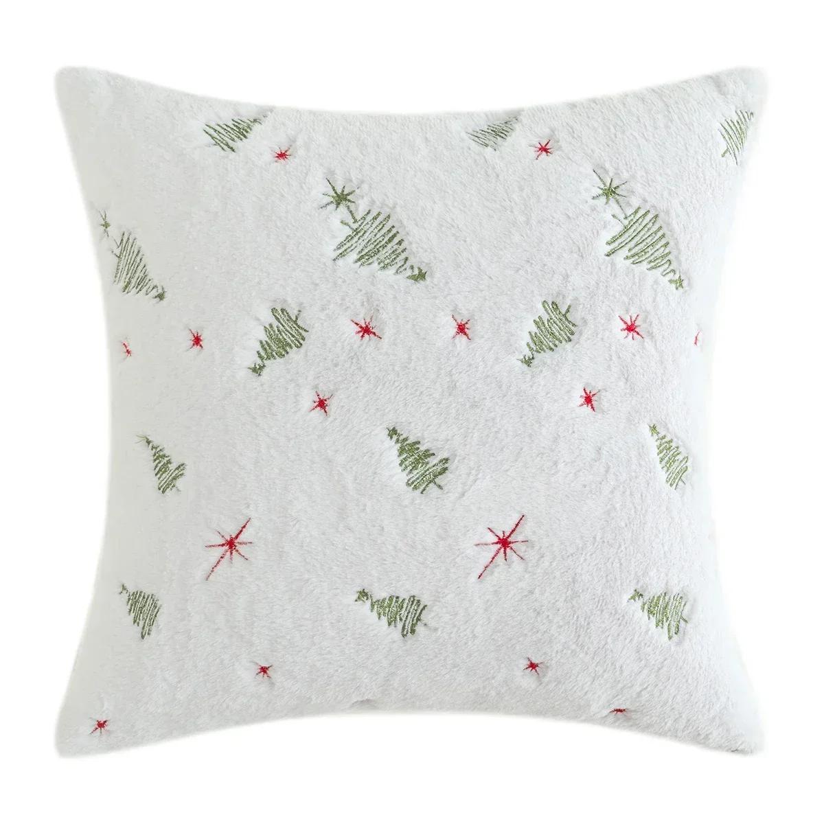 

Christmas Tree Snowflake Throw Pillow Plush Cushion/ Pillow Cover for Sofa Living Room Decoration Nordic Pillowcases Home Decor 45x45cm зелёный
