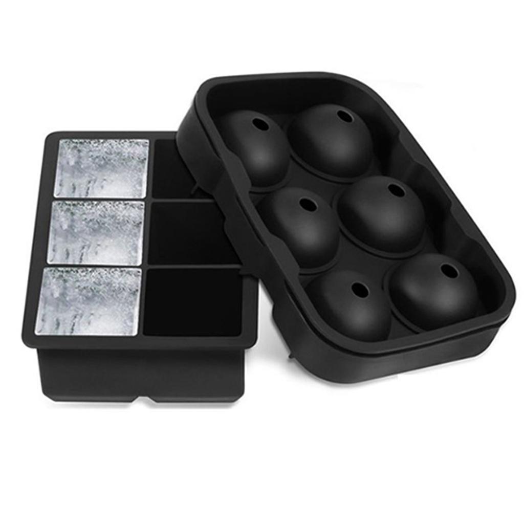 6 Grids Ice Cube Tray Easy Release Silicone Ice Cube Mold for Freezer Whiskey Cocktails