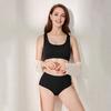 2Pcs/Set Women Bikini Set U-Neck Sleeveless Removable Padding Bra High Waist Swimming Trunks Set Ribbed