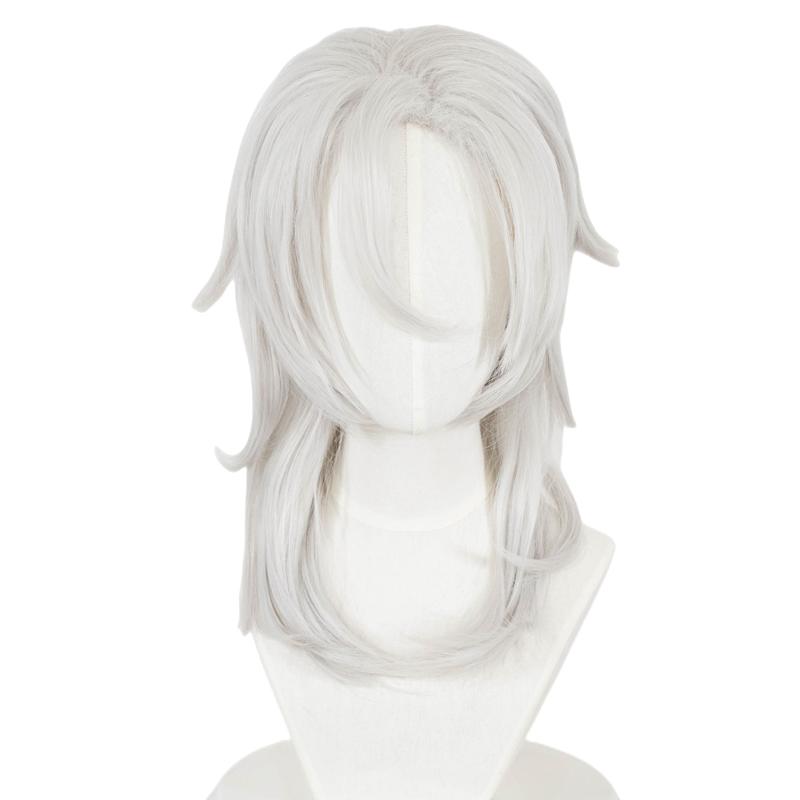 Perruque Cosplay ND Tengen Uzui Cheveux Perruque Cheveux Cosplay Anime pour Comic Con Costumes Coser Synthétique Résistante à la Chaleur One Size&Demon Slayer white