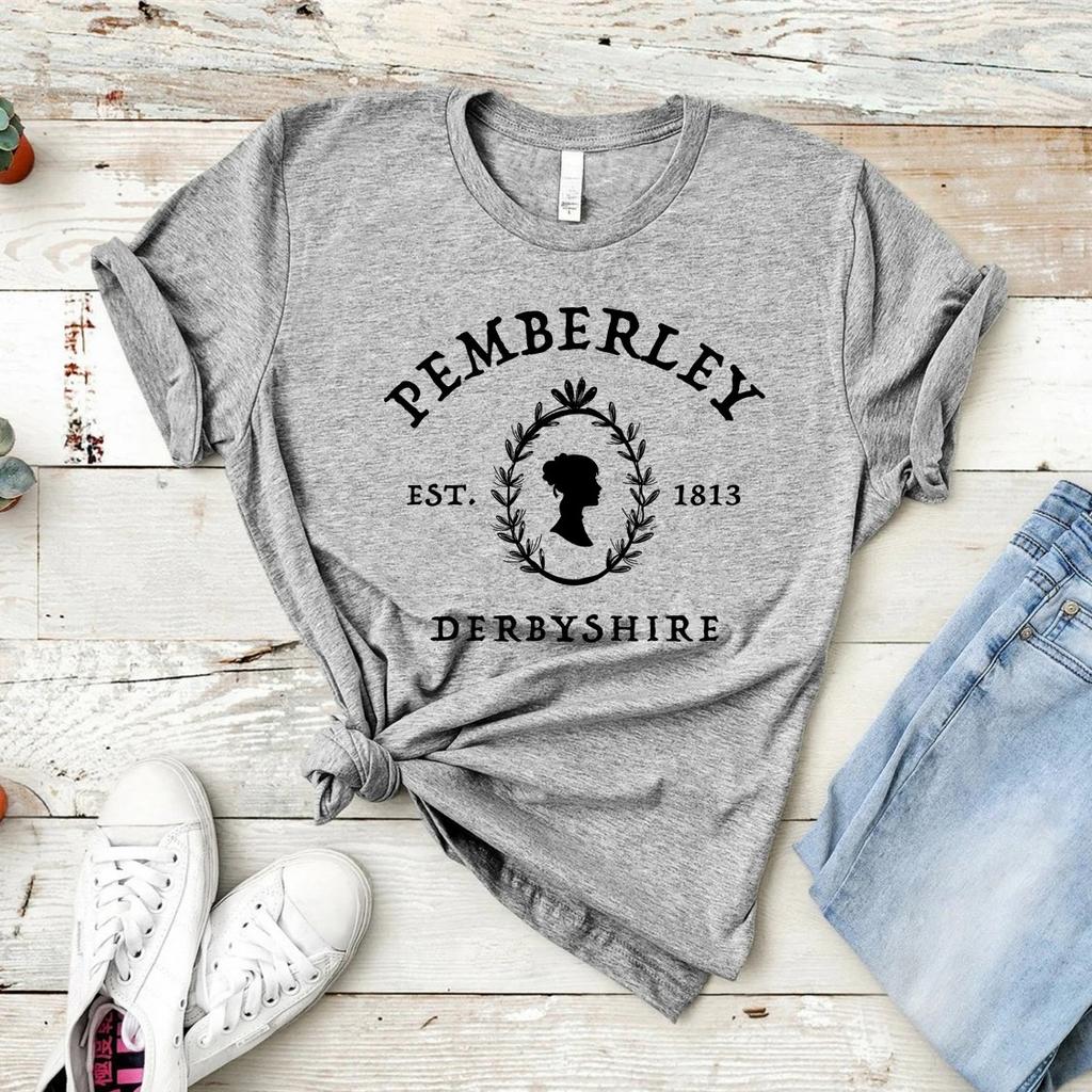 Jane Austen Shirt Pride and Prejudice T-Shirt Pemberley Shirts Book Lover Tees Vintage Feminist Tops