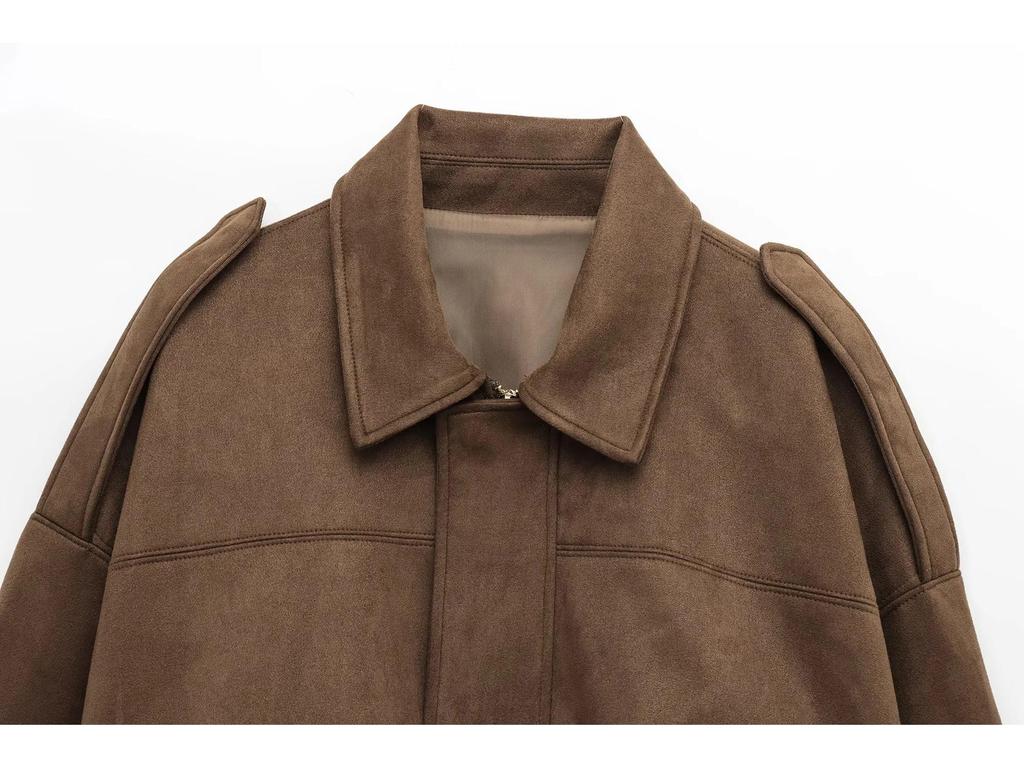 TAOP&ZA Women's Spring Suede Textured Bomber Jacket 4344155