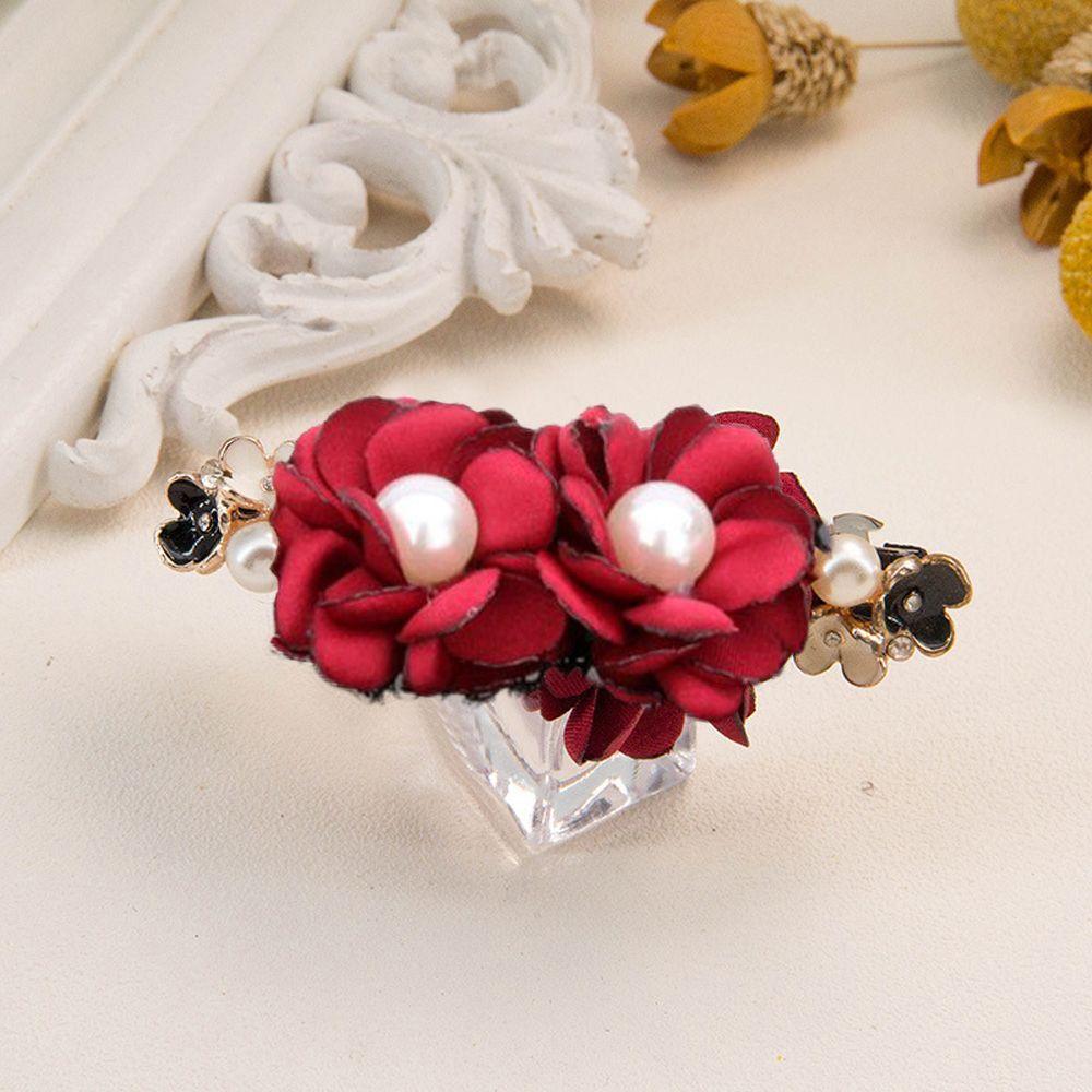 Pearl for Stewardess Nurse Flower Hairnet Women Spring Clip Mesh Snood Korean Style Headwear