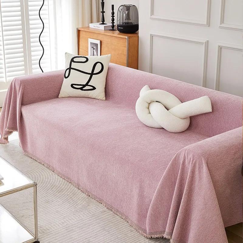 Chenille Sofa Towel with Tassels Double-side Sofa Covers for Living Room Large Blanket Leisure Relax Machine Washable Blanket