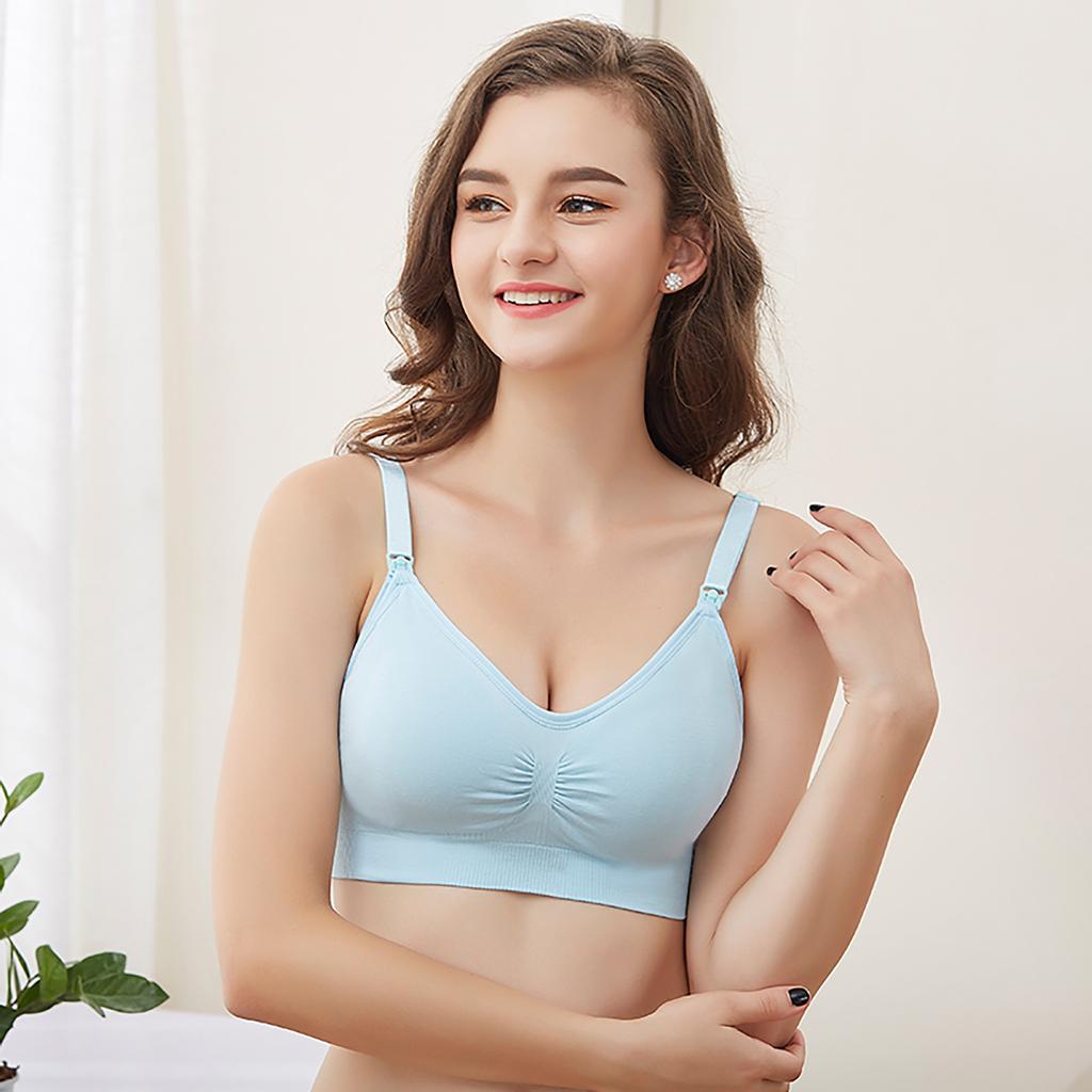 Women's Solid Color Seamless Breathable Super Elastic Feeding Pajamas Sexy Bra
