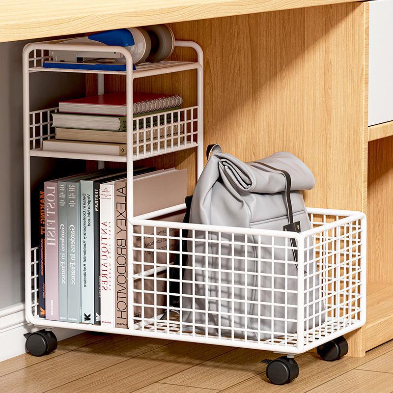 Mobilní úložný regál na batohy s kolečky - Kompaktní kancelářský vozík a organizér s košíky