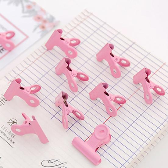 8PCS Binder Clips Round Tail Safety Design Metal Clips Stable Clamping Force Macaron Fresh Color Clips Rust Resistant Office School Supplies