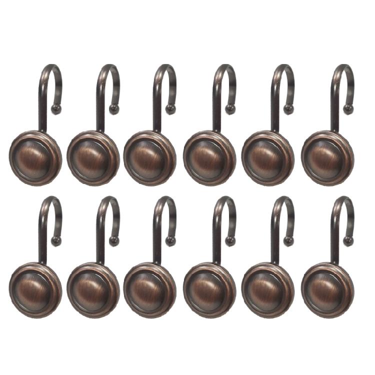 

Practical Sturdy Shower Curtain Hooks Round Metal Designs Corrosion Resistant Home Accessory Decoration 12 Pack 1 бронзовий