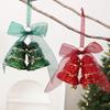 Semi-transparent PET Double Christmas Bells Hanging Ornament with Organza Bow, DIY Xmas Tree Decoration for Holiday Home Decor