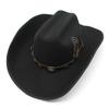 Ull svart og hvit 9,5 cm langs hemming topphattfjær Western cowboyhatt ridehatt herre og kvinner fritid