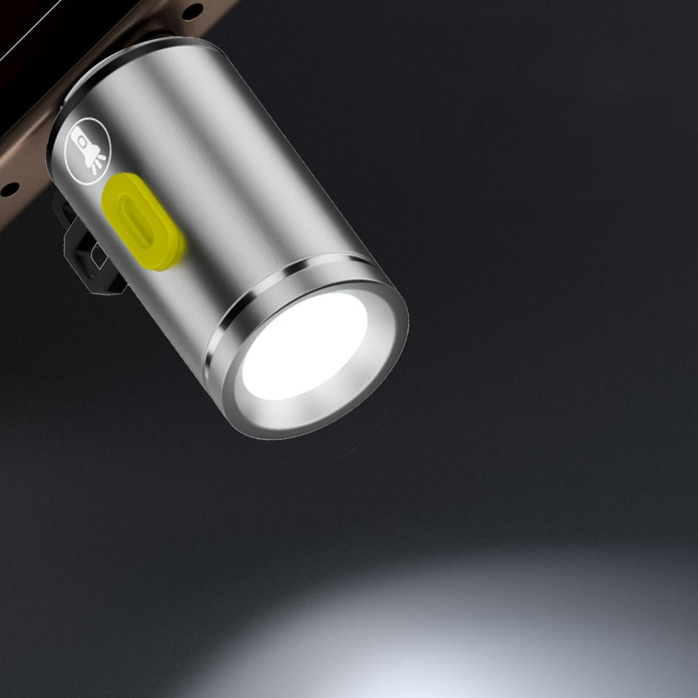 LED Outdoor Keychain Flashlight Type C Powered High Brightness Flashlight Wear Resist Mini Pocket Flashlight for Travel Use